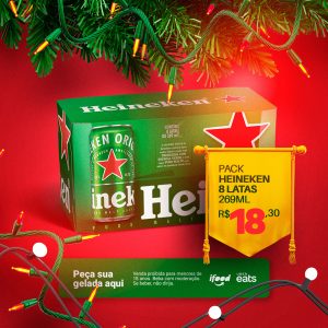 Pack Heineken 8 Latas Distribuidora Feliz Natal Social Media PSD Editável