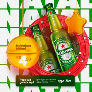 Distribuidora Heineken 600ml Feliz Natal Social Media PSD Editável