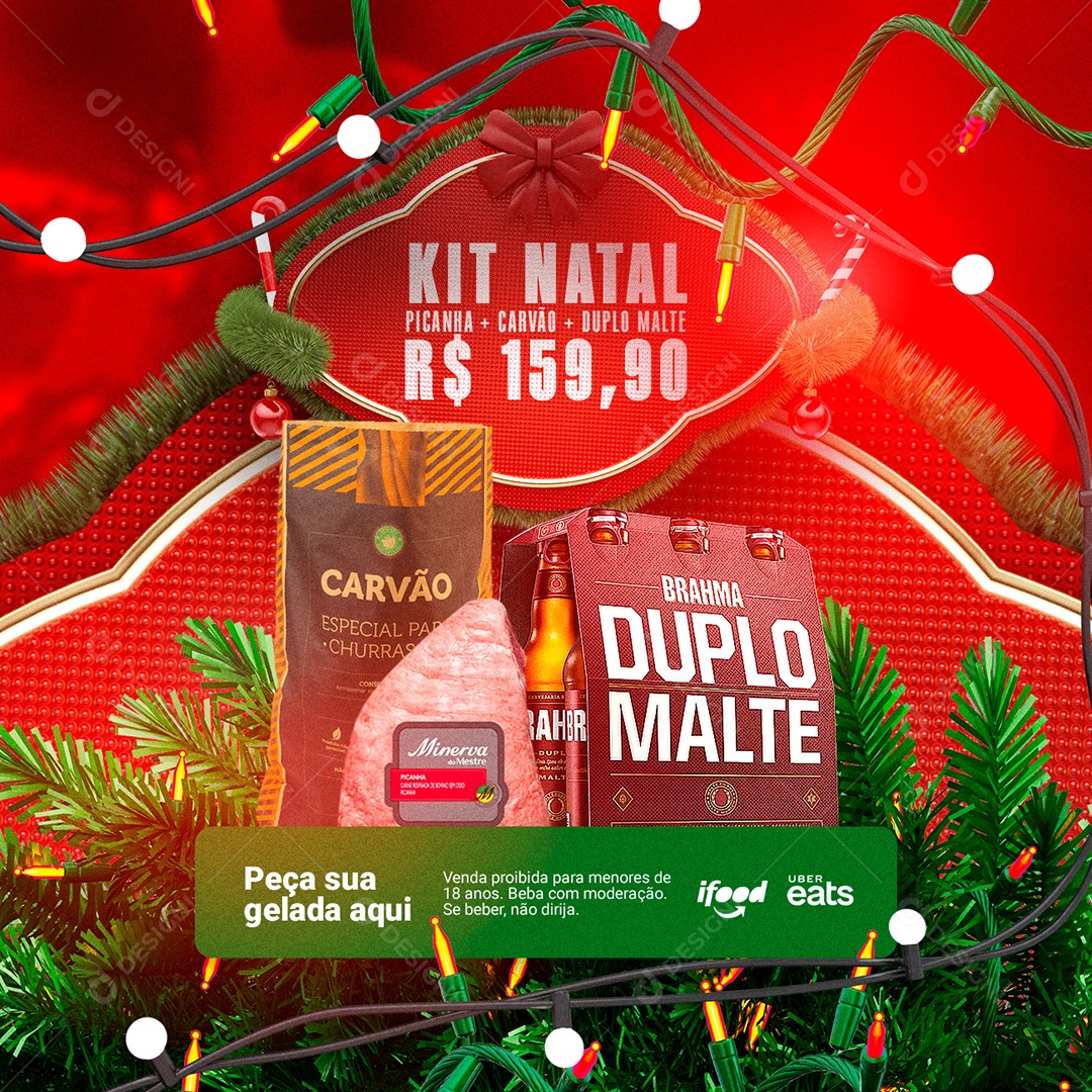 Kit Natal Picanha Carvão Duplo Malte Distribuidora Social Media PSD Editável