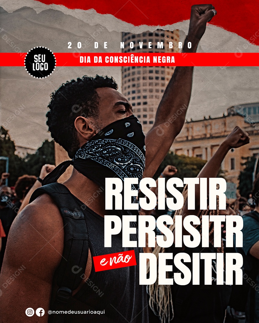 Post Dia da Consciência Negra 20 de Novembro Social Media PSD Editável