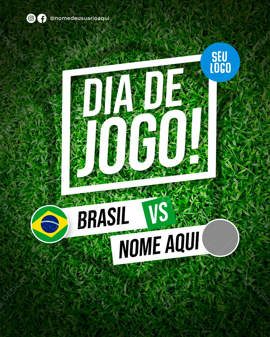 Post Dia de Jogo Copa do Mundo Brasil Social Media PSD Editável
