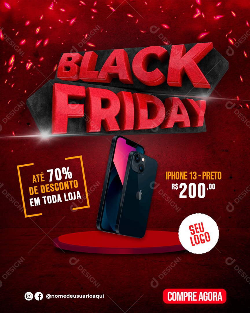 Black Friday Iphone Social Media PSD Editável