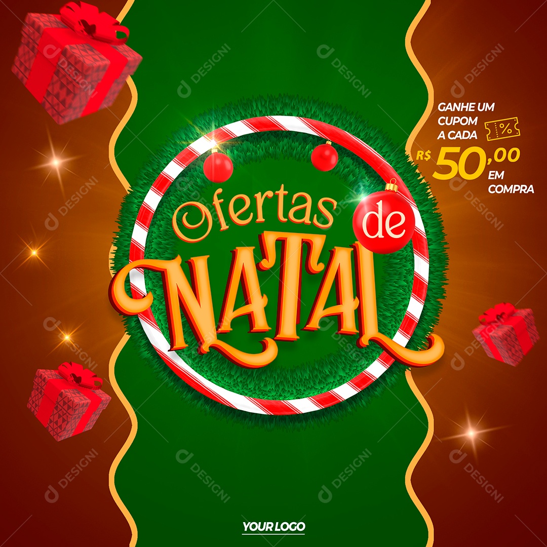 Post Ofertas de Natal Social Media PSD Editável
