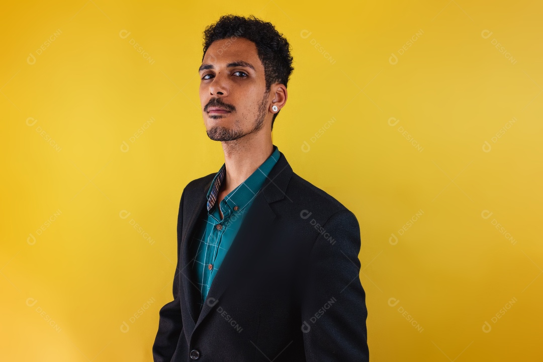 Black man in dress shirt in studio isolated on isolated background.