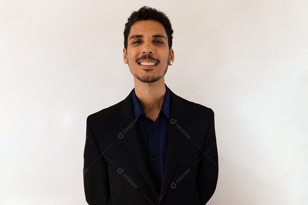 Black man in dress shirt in studio isolated on isolated background.