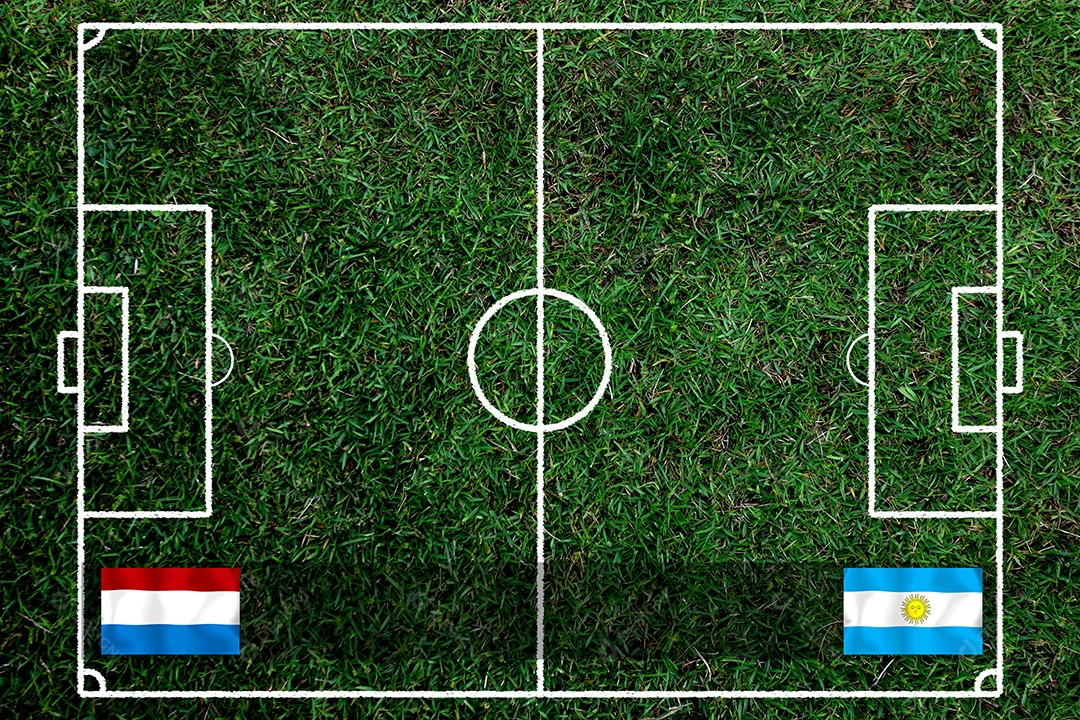 Competição da Copa de Futebol entre a seleção holandesa e a seleção argentina.