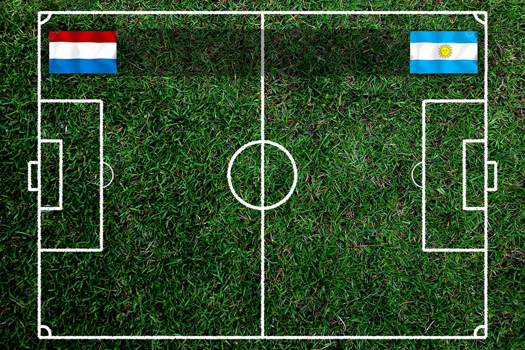 Competição da Copa de Futebol entre a seleção holandesa e a seleção argentina.