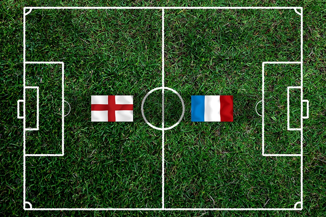 Competição da Copa de Futebol entre a Inglaterra nacional e a França nacional.