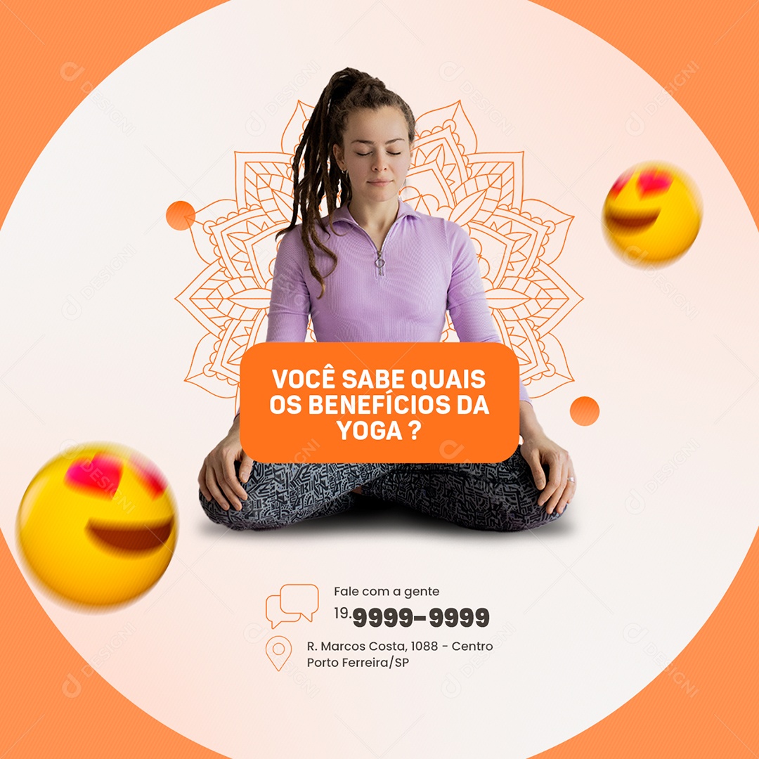 Você Sabe Quais os Benefícios da Yoga Social Media PSD Editável