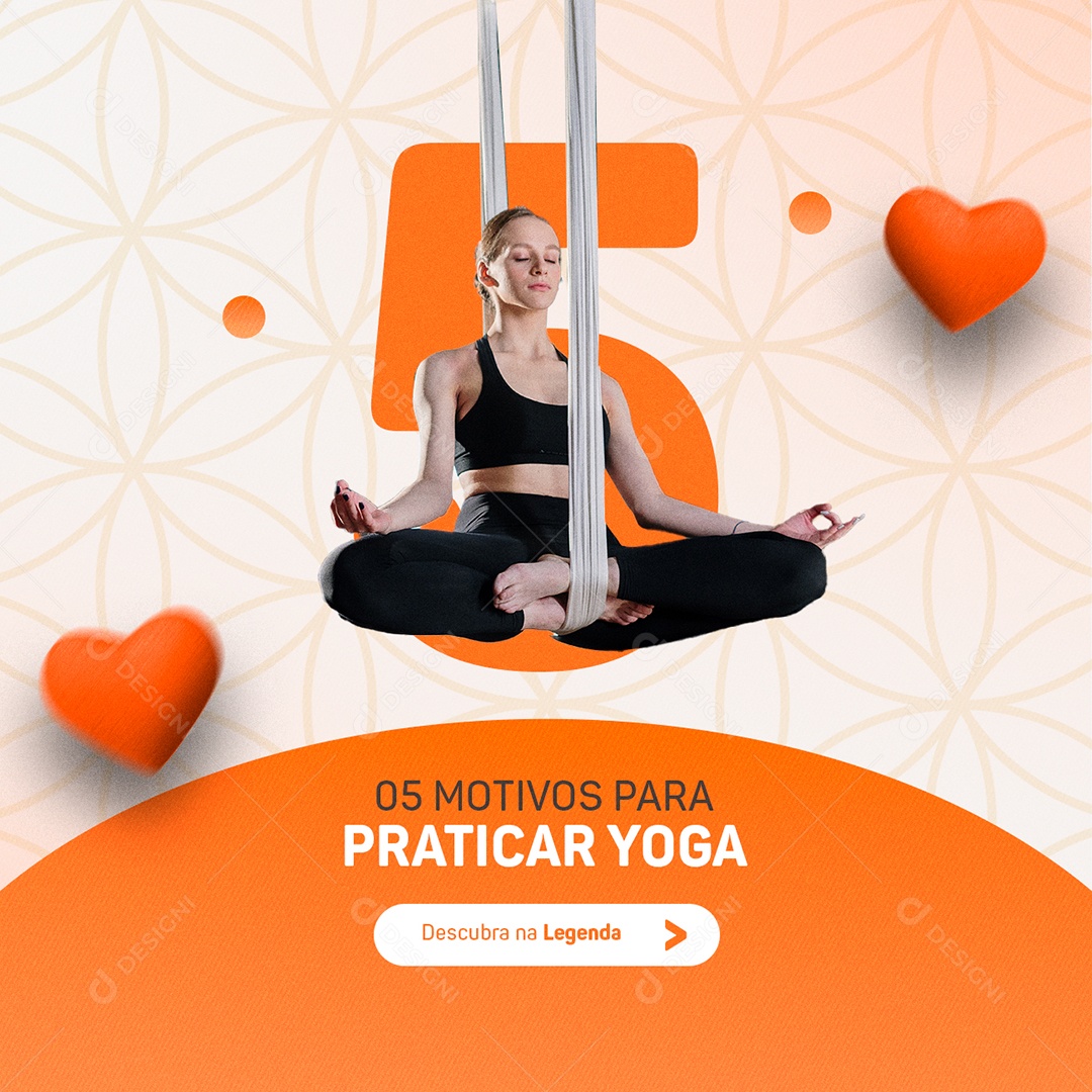 Social Media 5 Motivos para Praticar Yoga Social Media PSD Editável