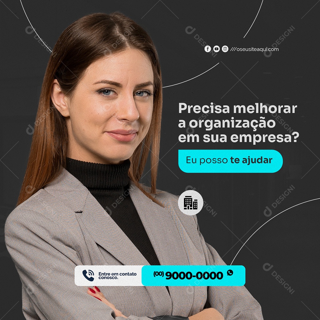Precisa Melhorar a Organização em Sua Empresa Coach Empresarial Social Media PSD Editável