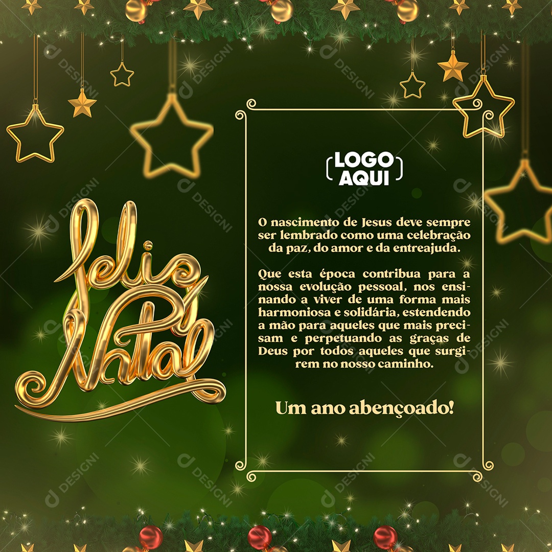 Post Feliz Natal Social Media PSD Editável