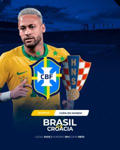 Brasil x Croácia Rumo ao Hexa Quartas de Final Copa do Mundo Social Media PSD Editável