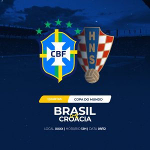 Brasil x Croácia Rumo ao Hexa Quartas de Final Copa do Mundo Social Media PSD Editável