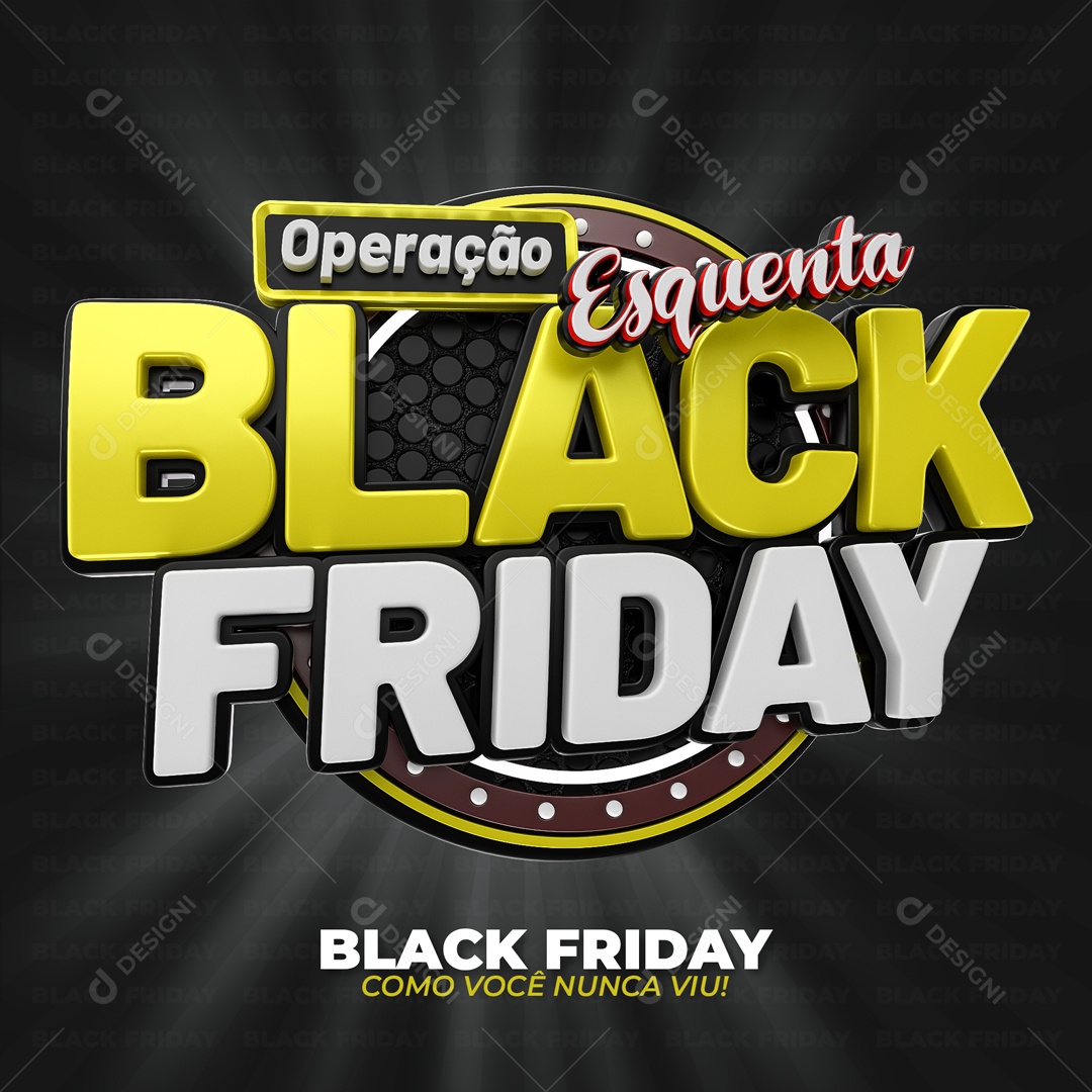 Selo 3D Esquenta Black Friday Para Composição PSD