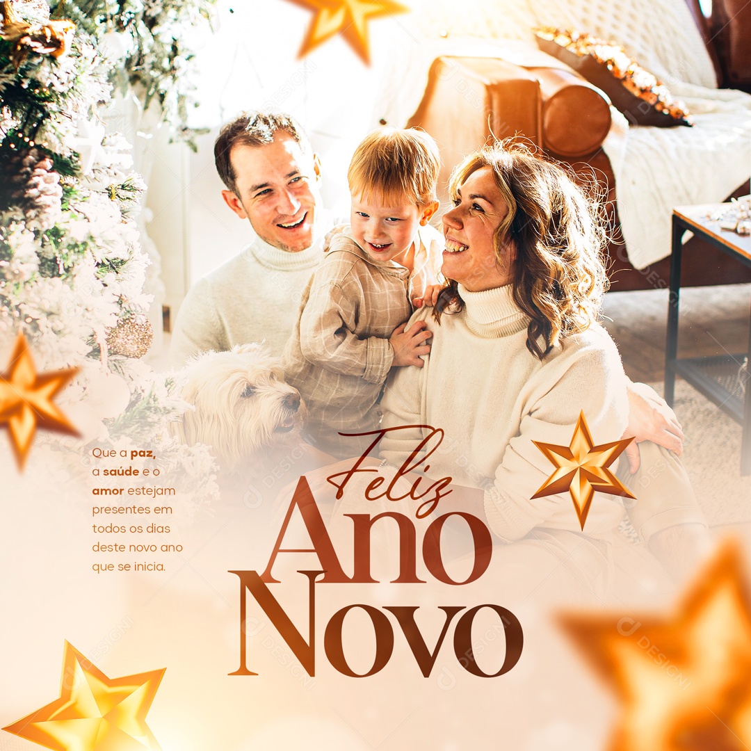 Ano Novo Que a Paz a Saúde e o Amor Estejam Presentes em Todos os Dias Deste Novo Ano que se Inicia Social Media PSD Editável