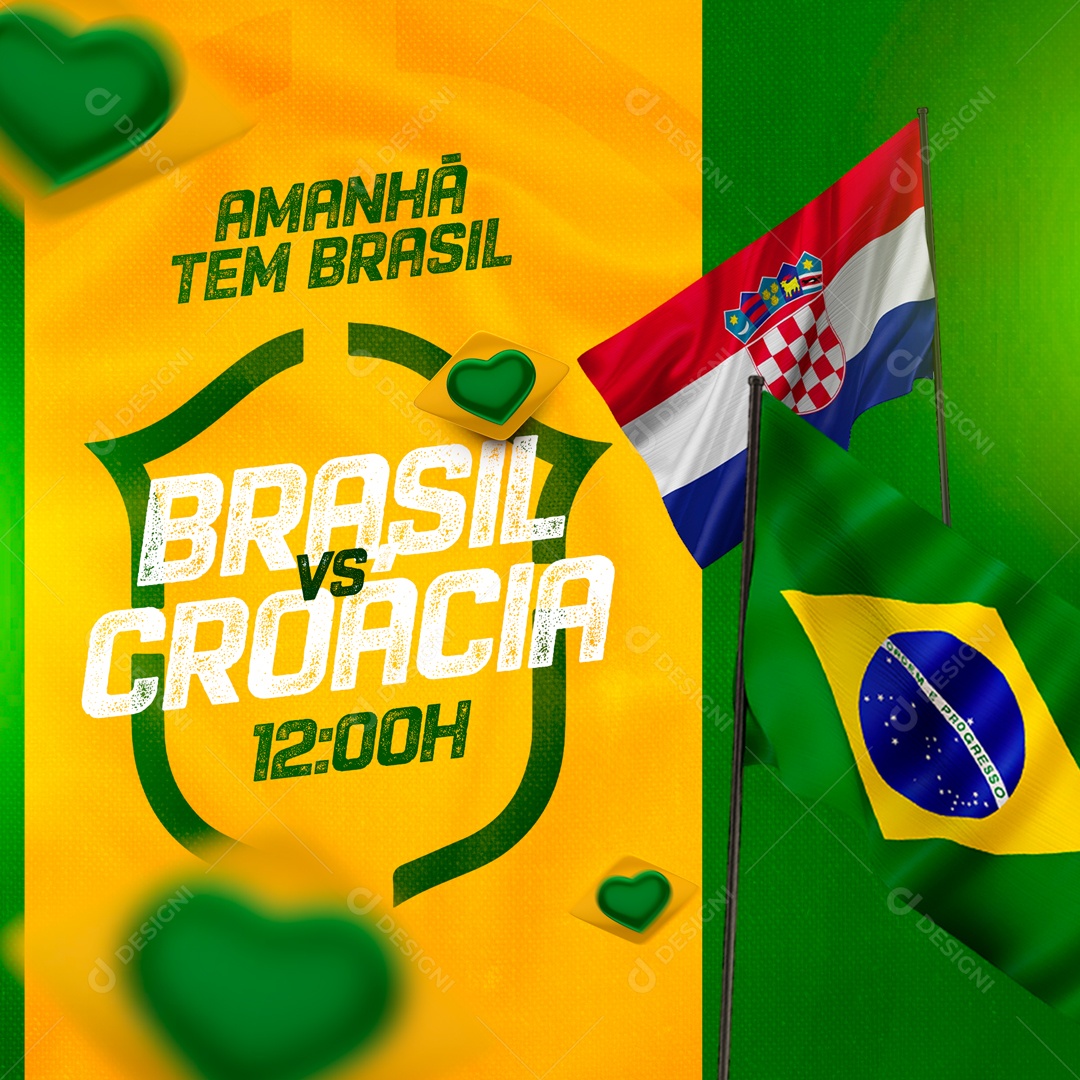 Flyer Copa do Mundo Amanhã Tem Brasil Vs Croácia Social Media PSD Editável