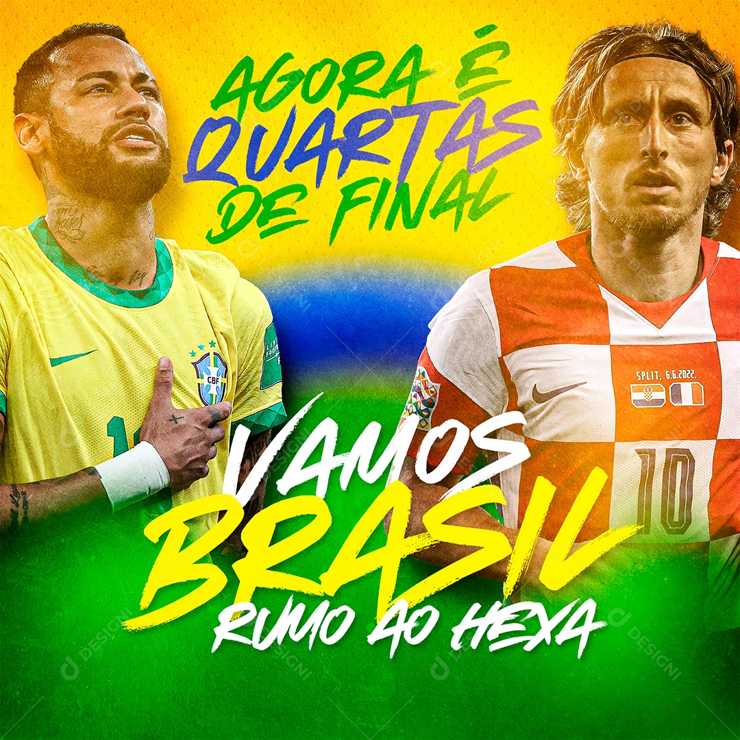 Post Agora É Quartas de Final Copa do Mundo Social Media PSD Editável