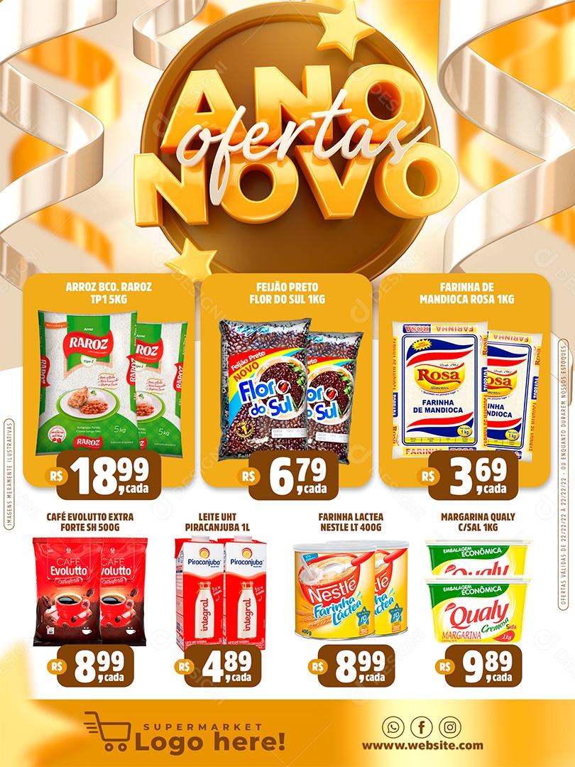 Encarte Ofertas de Ano Novo PSD Editável