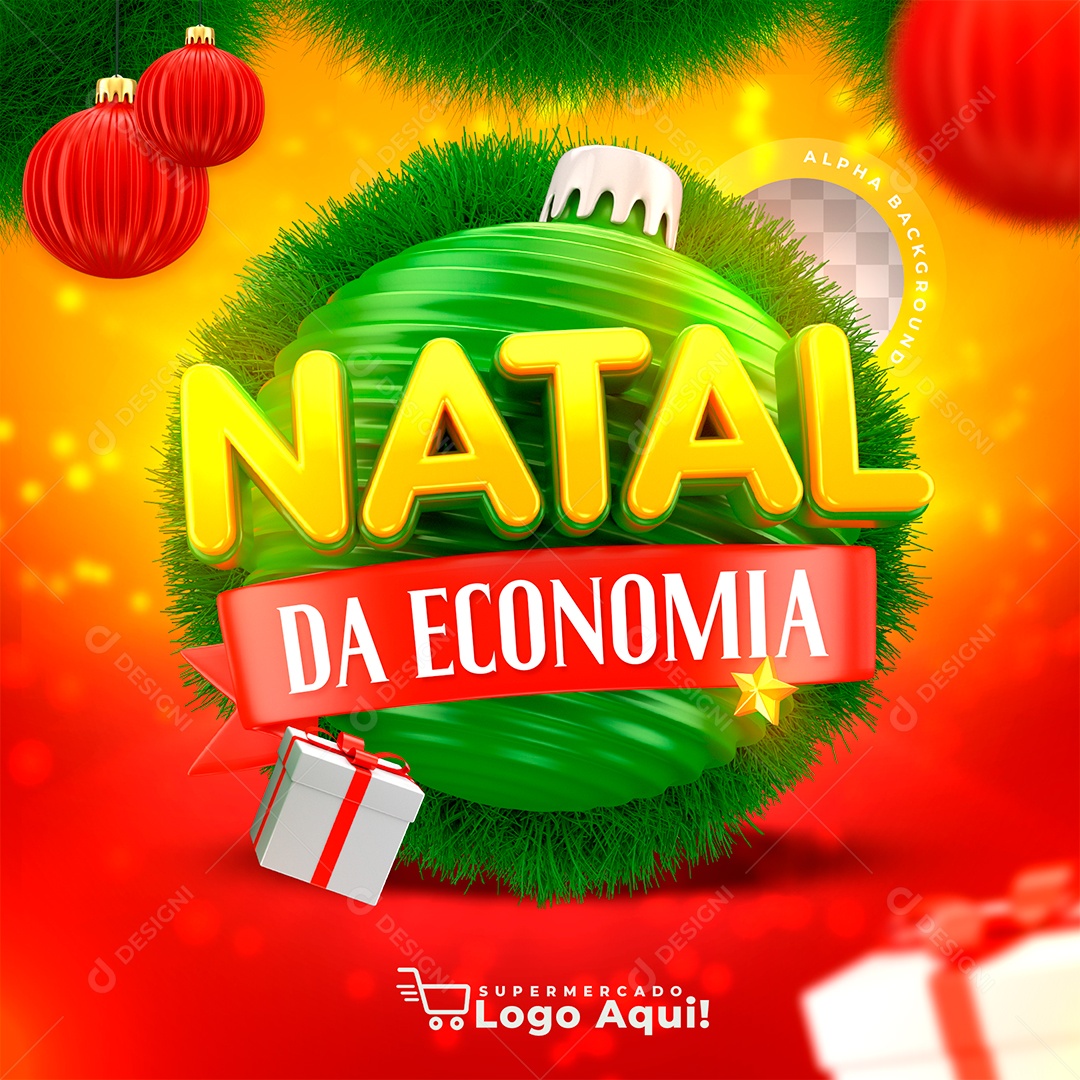 3D Christmas Seal of the Social Media Economy PSD Editable