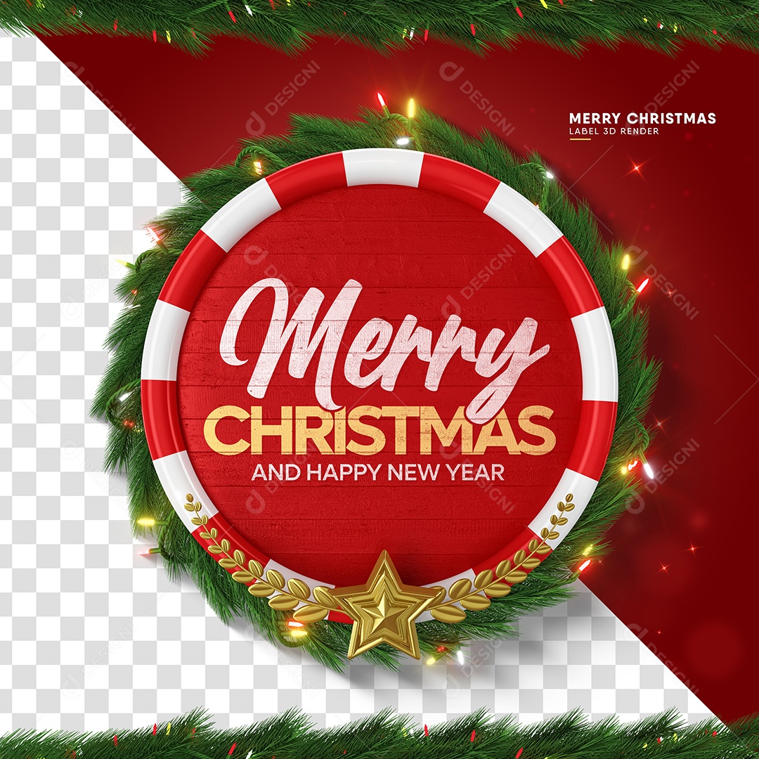 Painel Decorativo de Natal Elemento 3D para Composição PSD
