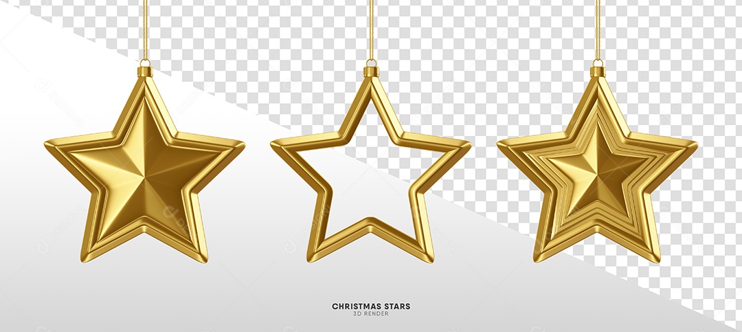 Estrelas Dourada Elemento 3D para Composição PSD