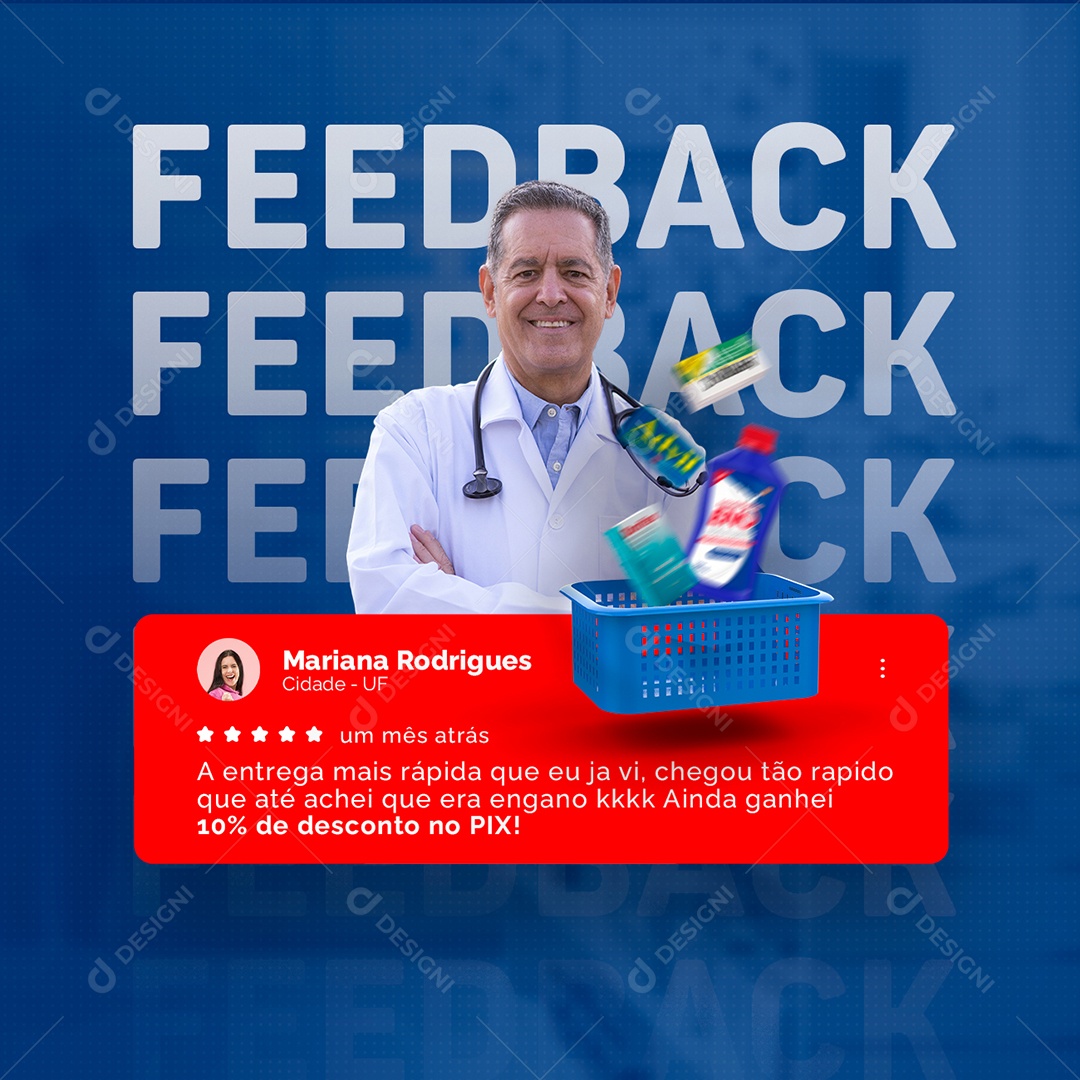 Feedback Farmácia Social Media PSD Editável