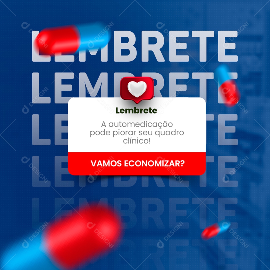 Lembrete a Automedicação Farmácia Social Media PSD Editável