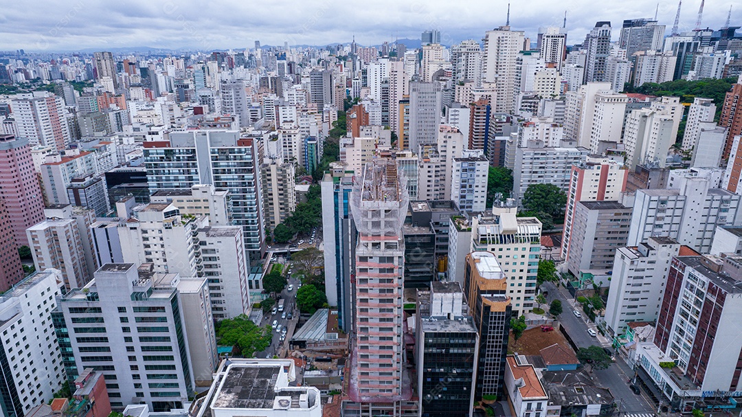 Muitos edifícios no bairro Jardins em São Paulo, Brasil. Edifícios residenciais