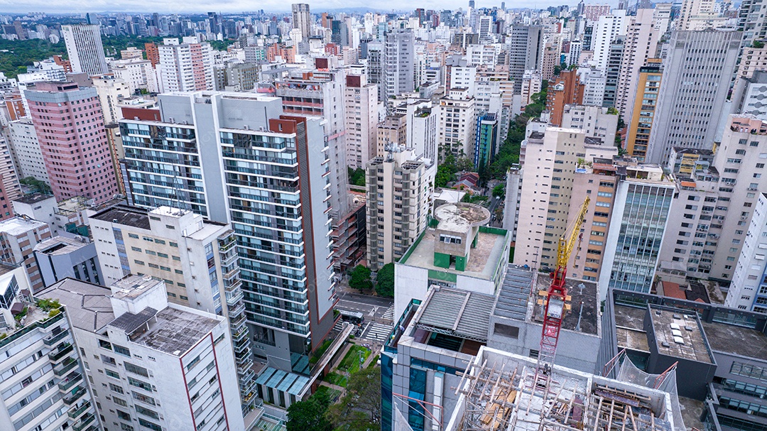 Muitos edifícios no bairro Jardins em São Paulo, Brasil. Edifícios residenciais