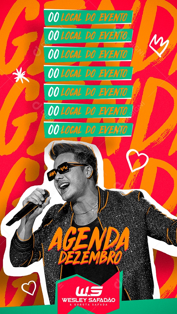 Flyer Agenda Wesley Safadão Dezembro Story Social Media PSD Editável