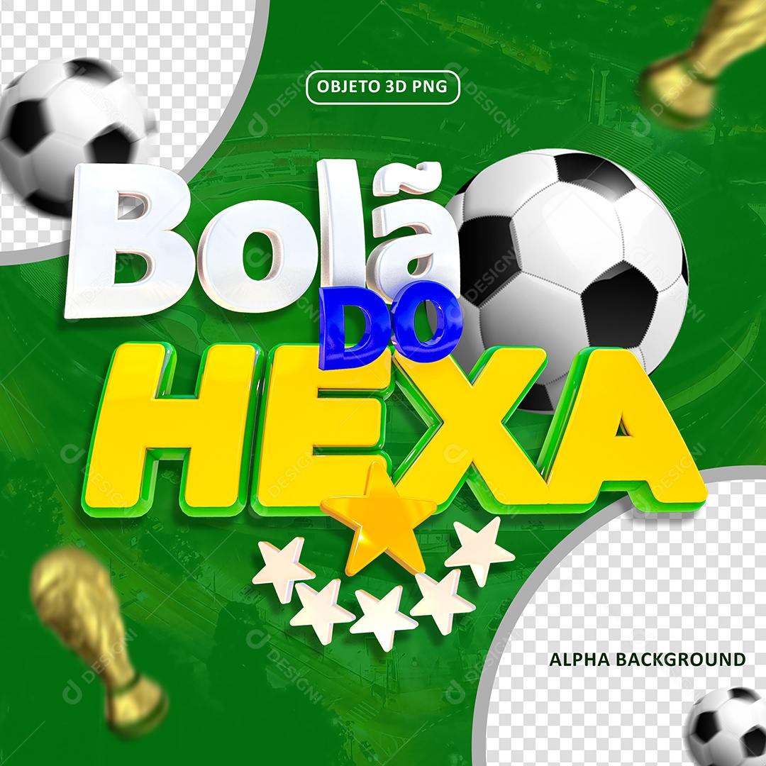 Selo 3D Bolão do Hexa Para Composição PSD