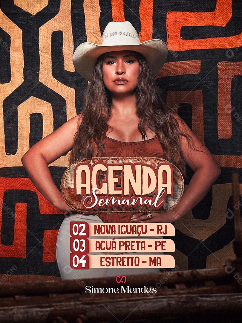 Post Agenda Semanal Simone Mendes Social Media PSD Editável