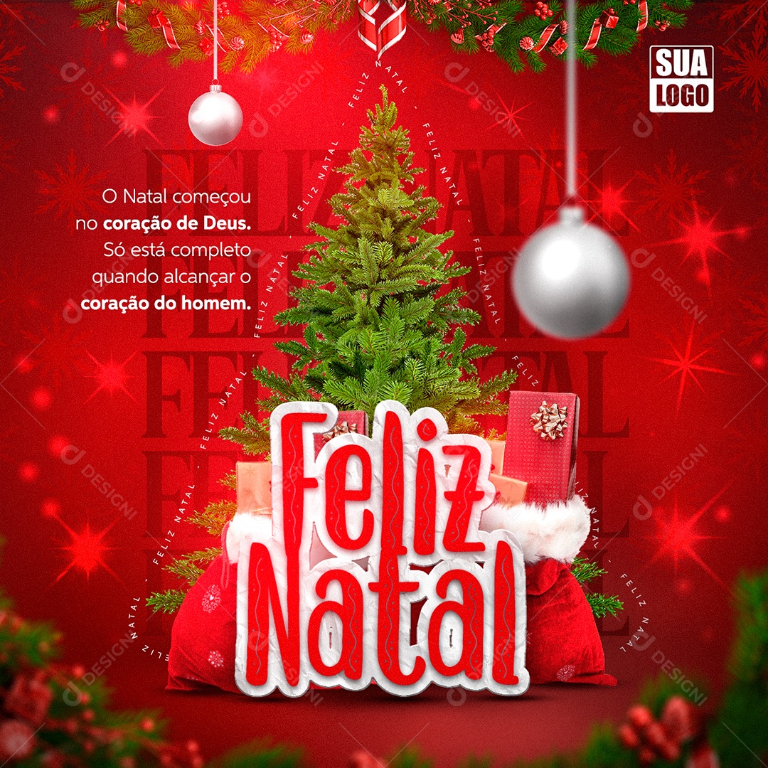 Post Feliz Natal Social Media PSD Editável