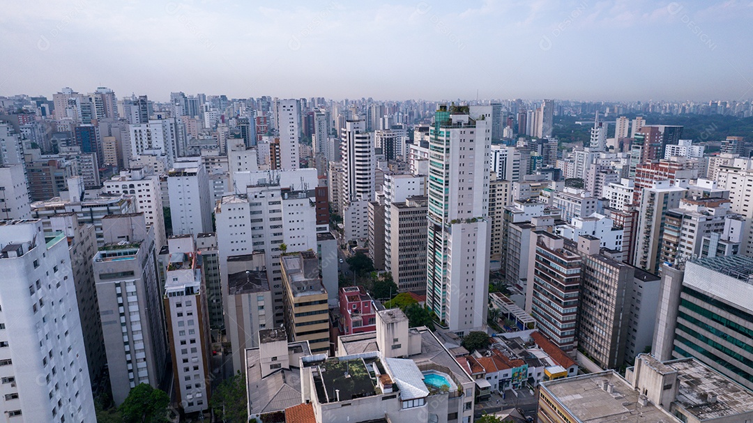 Muitos edifícios no bairro Jardins em São Paulo, Brasil. Edifícios residenciais