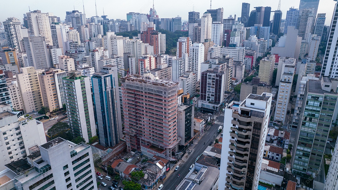 Muitos edifícios no bairro Jardins em São Paulo, Brasil. Edifícios residenciais