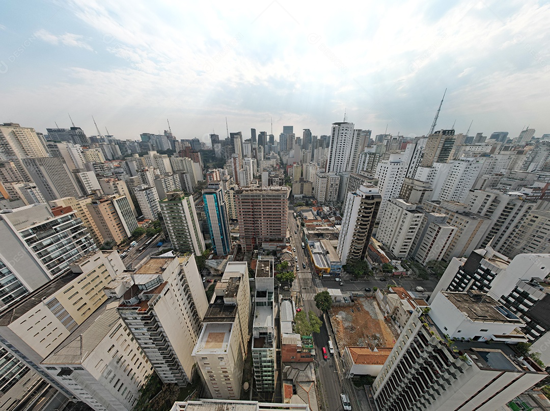 Muitos edifícios no bairro Jardins em São Paulo, Brasil. Edifícios residenciais