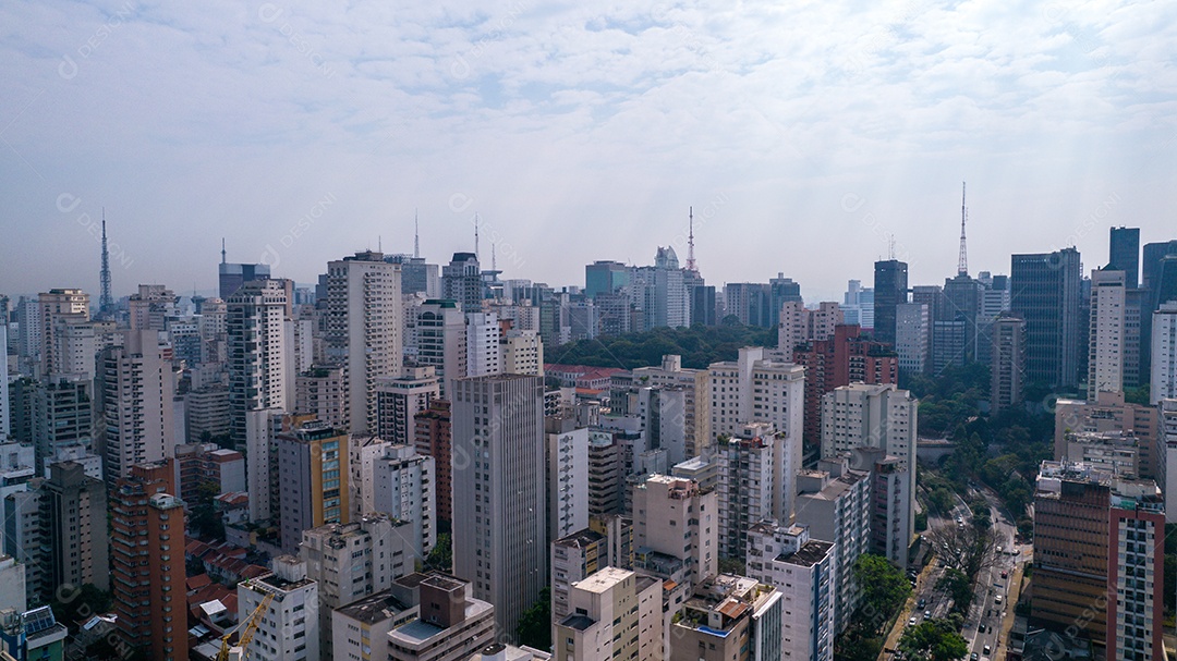 Muitos edifícios no bairro Jardins em São Paulo, Brasil. Edifícios residenciais