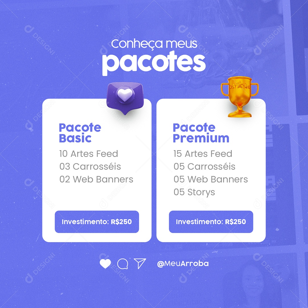 Conheça meus Pacotes Designer Gráfico Social Media PSD Editável
