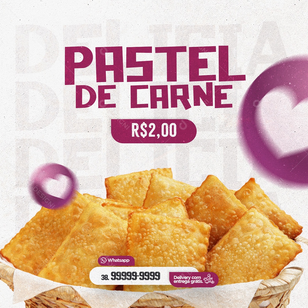 Pastel de Carne 2,00 Pastelaria Social Media PSD Editável