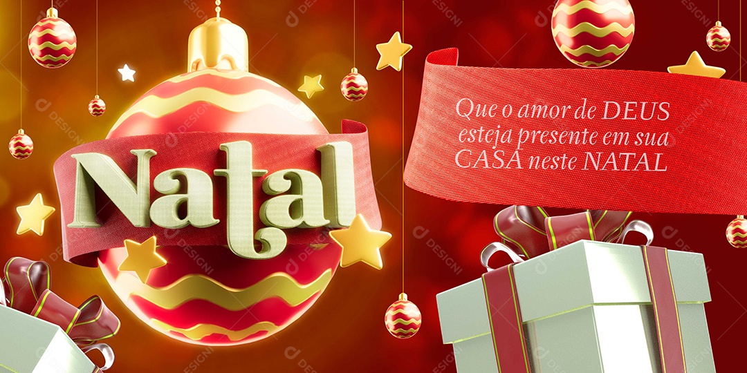 Social Media Banner de Natal Presentes Ofertas PSD Editável