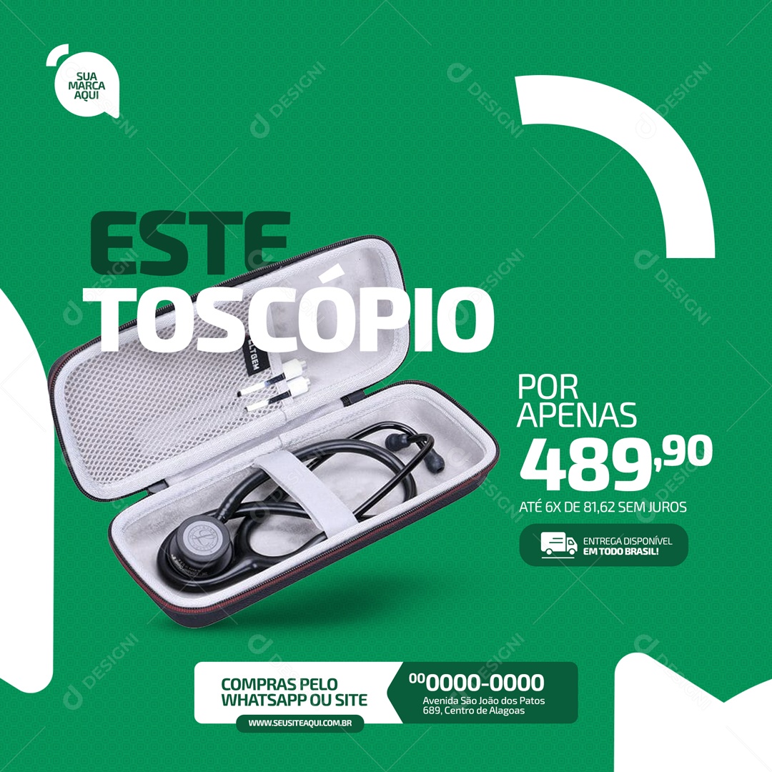 Estetoscópio na Promoção Loja Especializada em Produtos Médico Social Media PSD Editável