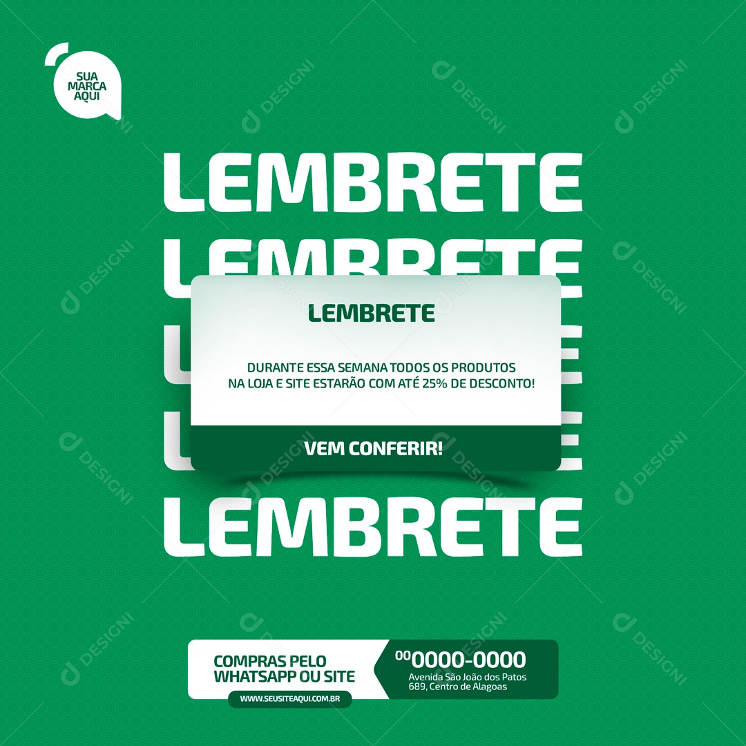 Lembrete de 25% de desconto Loja Especializada em Produtos Médico Social Media PSD Editável