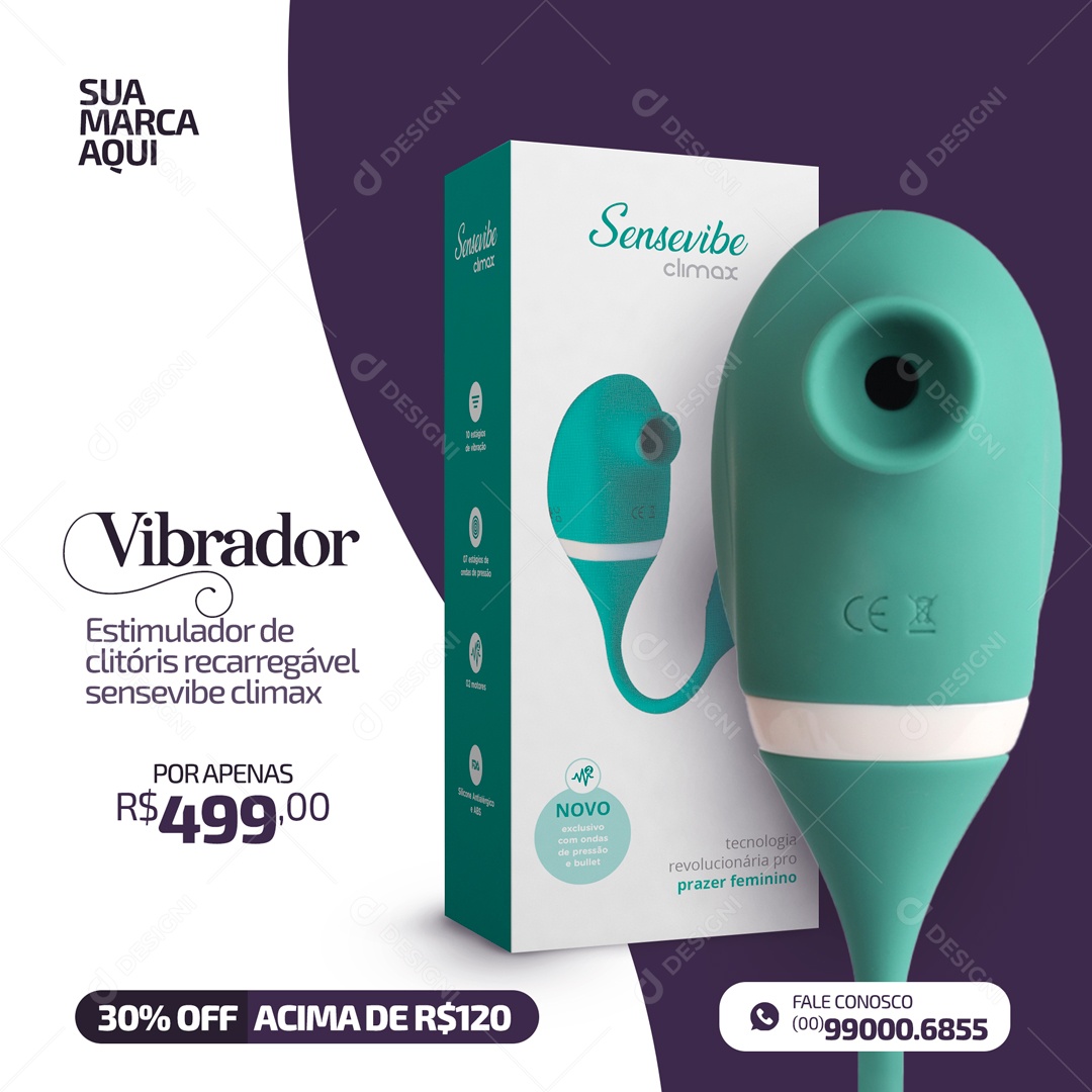 Vibrador Estimulador de Clitóris Sex Shop Social Media PSD Editável