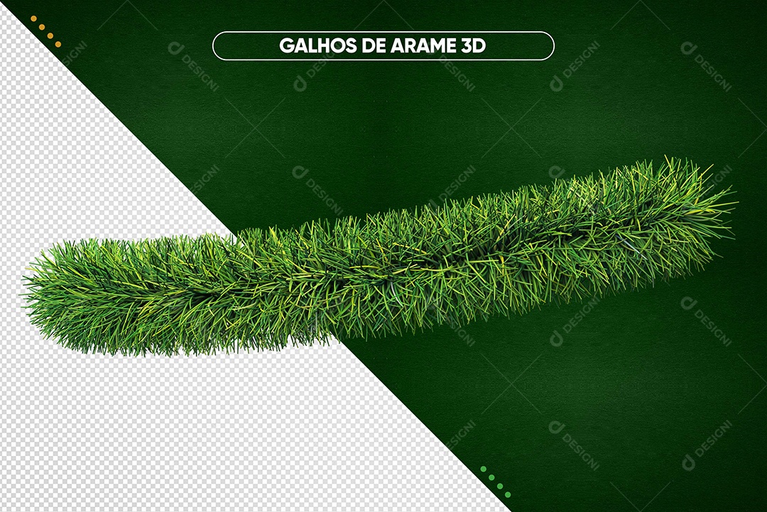 Galho de Guirlanda Elemento 3D para Composição PSD