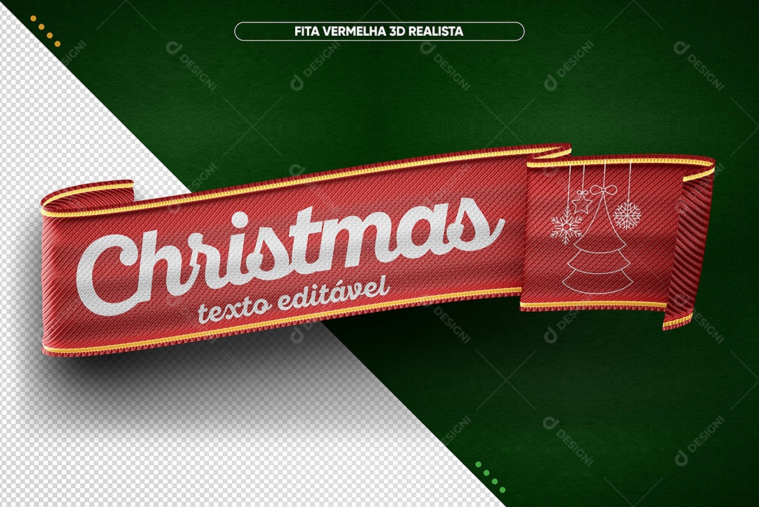 Fita Vermelha Elemento 3D para Composição PSD