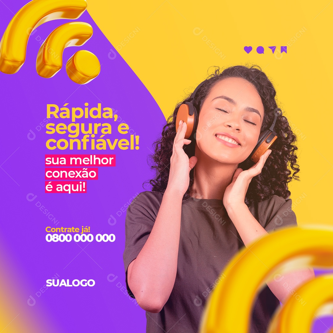 Rápida, Segura e Confiável! Provedor de Internet Social Media PSD Editável