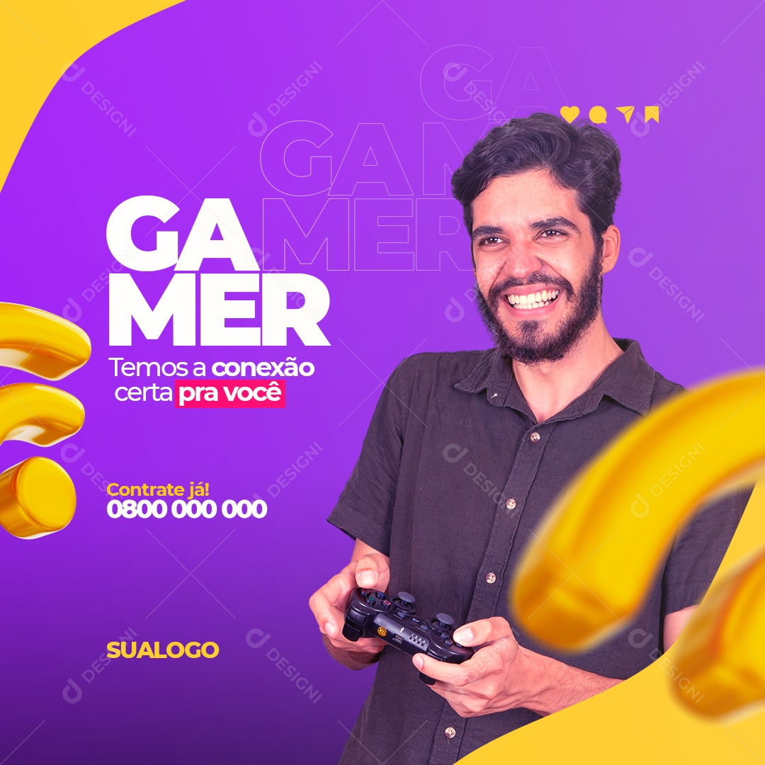 Gamer Temos a Conexão Certa Para Você Provedor de Internet Social Media PSD Editável