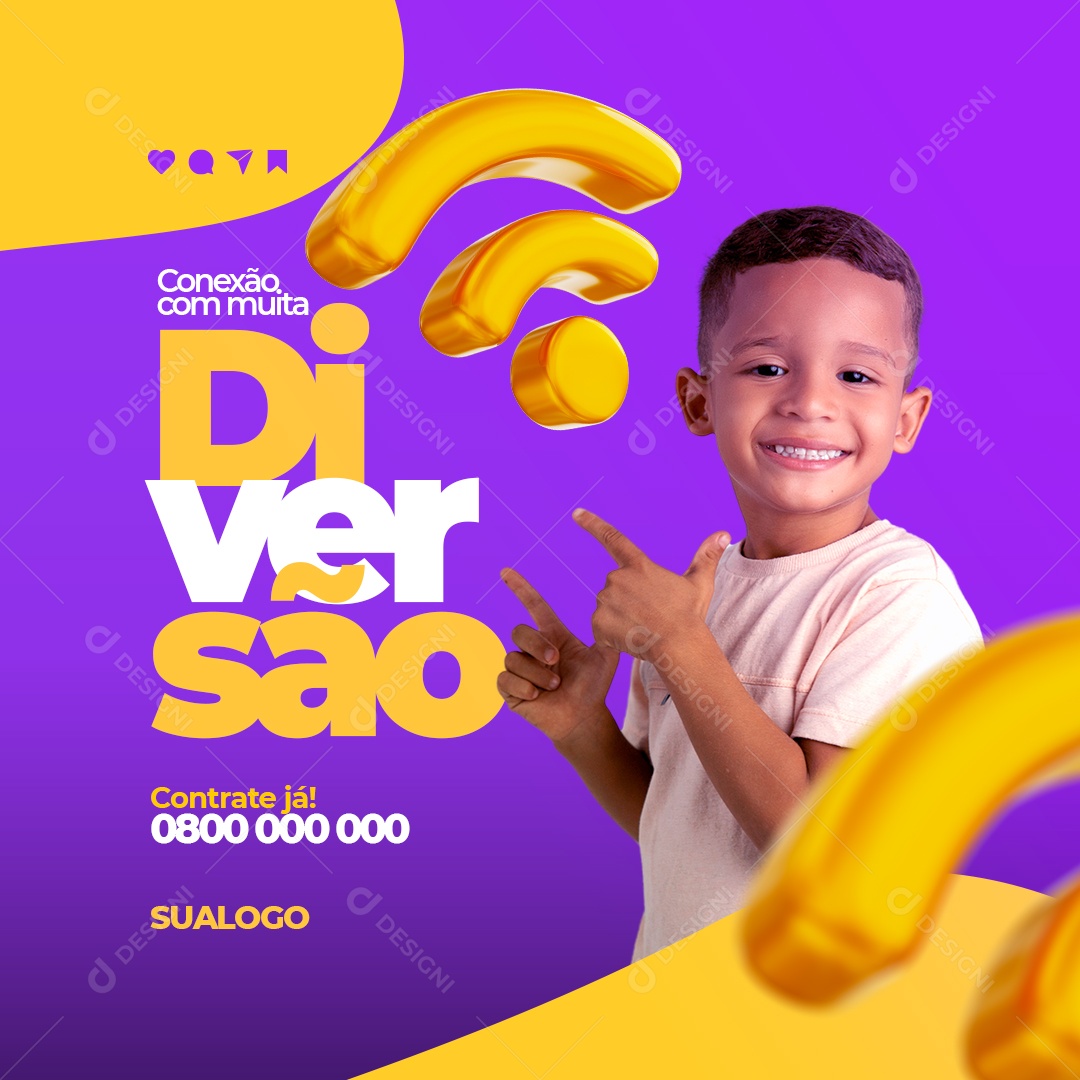 Conexão com Muita Diverssão Provedor de Internet Social Media PSD Editável