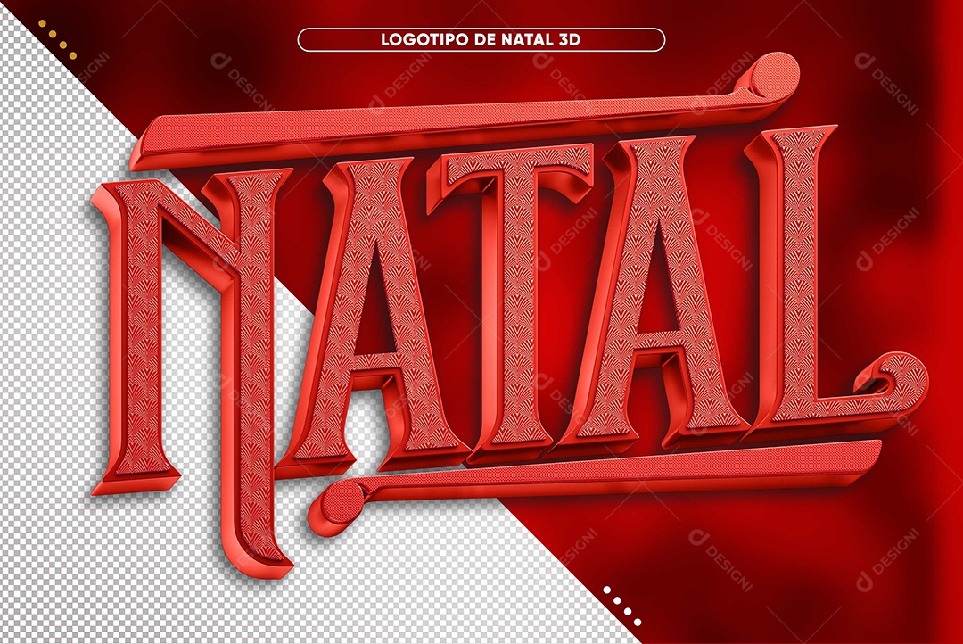 Natal Vermelho Texto 3D para Composição PSD